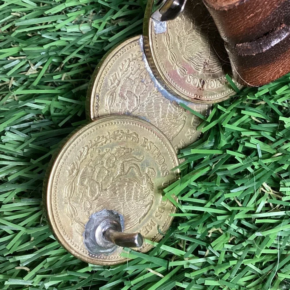 Vintage Peso Coin Buckle with Tooled Leather Belt